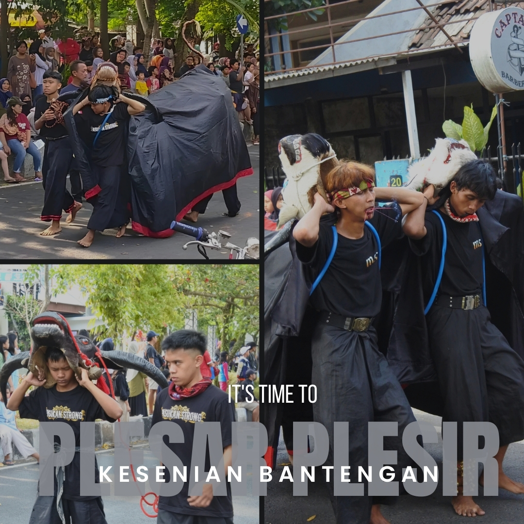 Pertunjukan kesenian Bantengan Malang dengan penari bertopeng banteng dan iringan musik tradisional, budaya khas Malang yang masih lestari